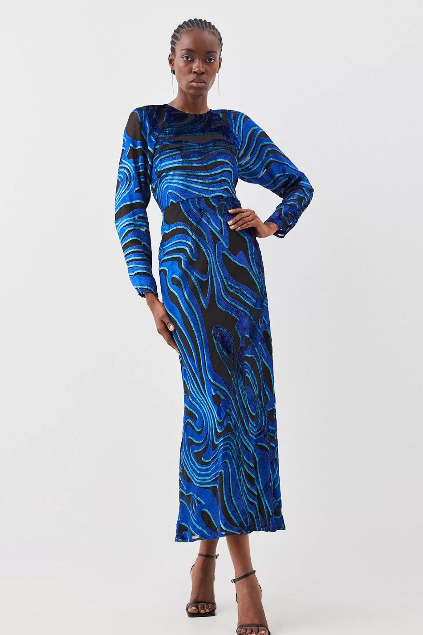 Karen Millen Tall Velvet Devore Midaxi Column Dress