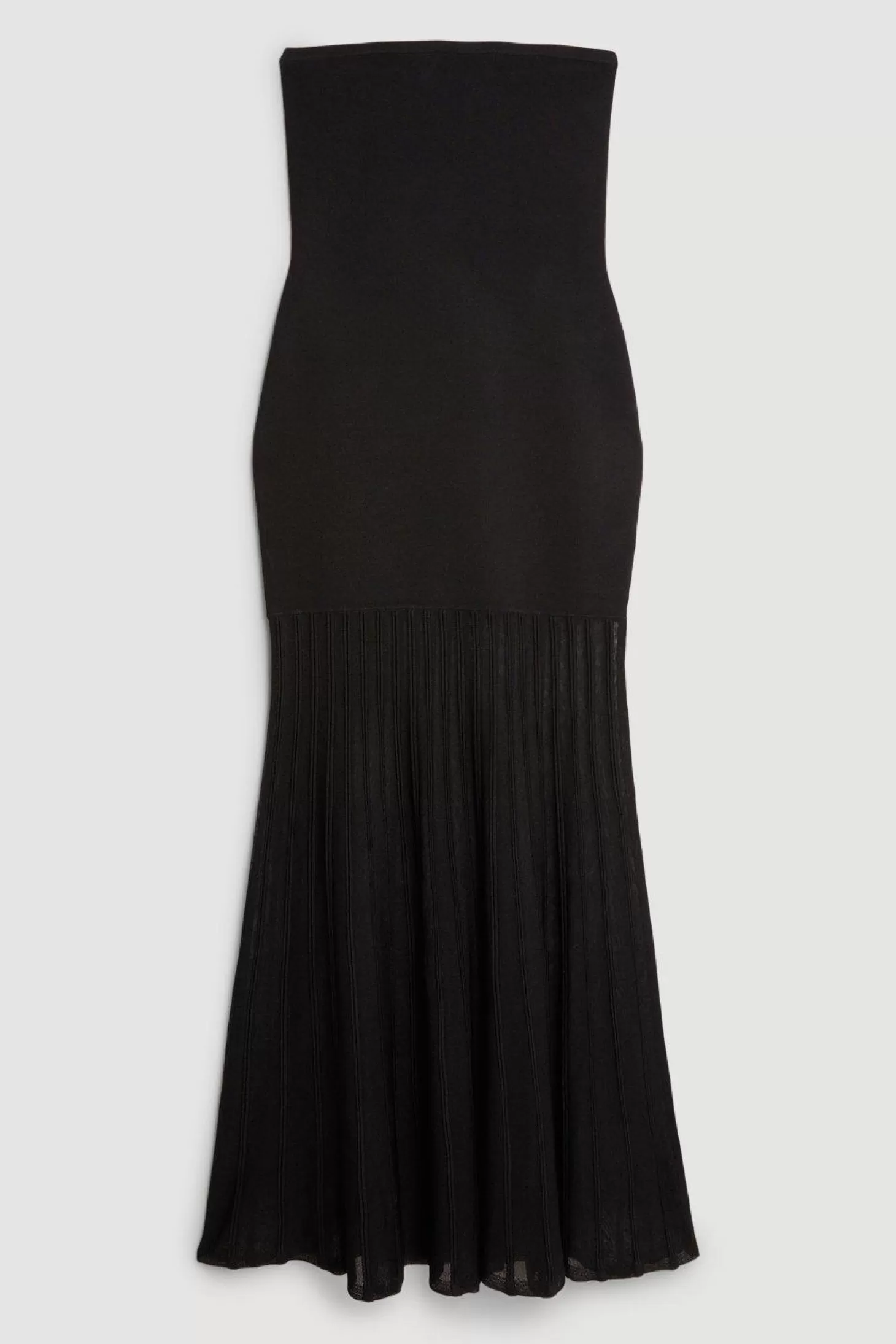 Karen Millen Tall Viscose Blend Sheer Knit Bandeau Pleated Skirt Midaxi Dress