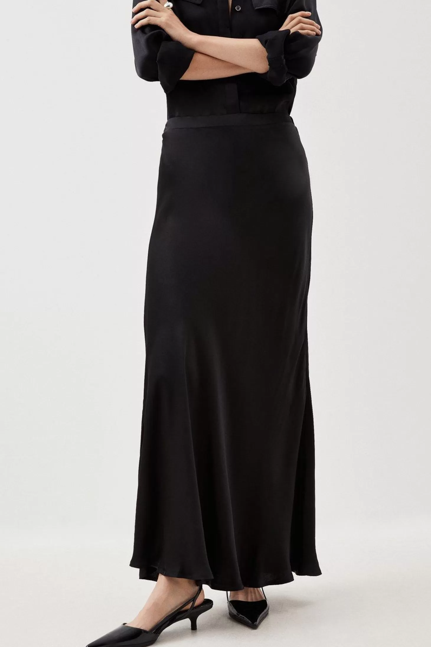 Karen Millen Tall Woven Viscose Satin Maxi Skirt