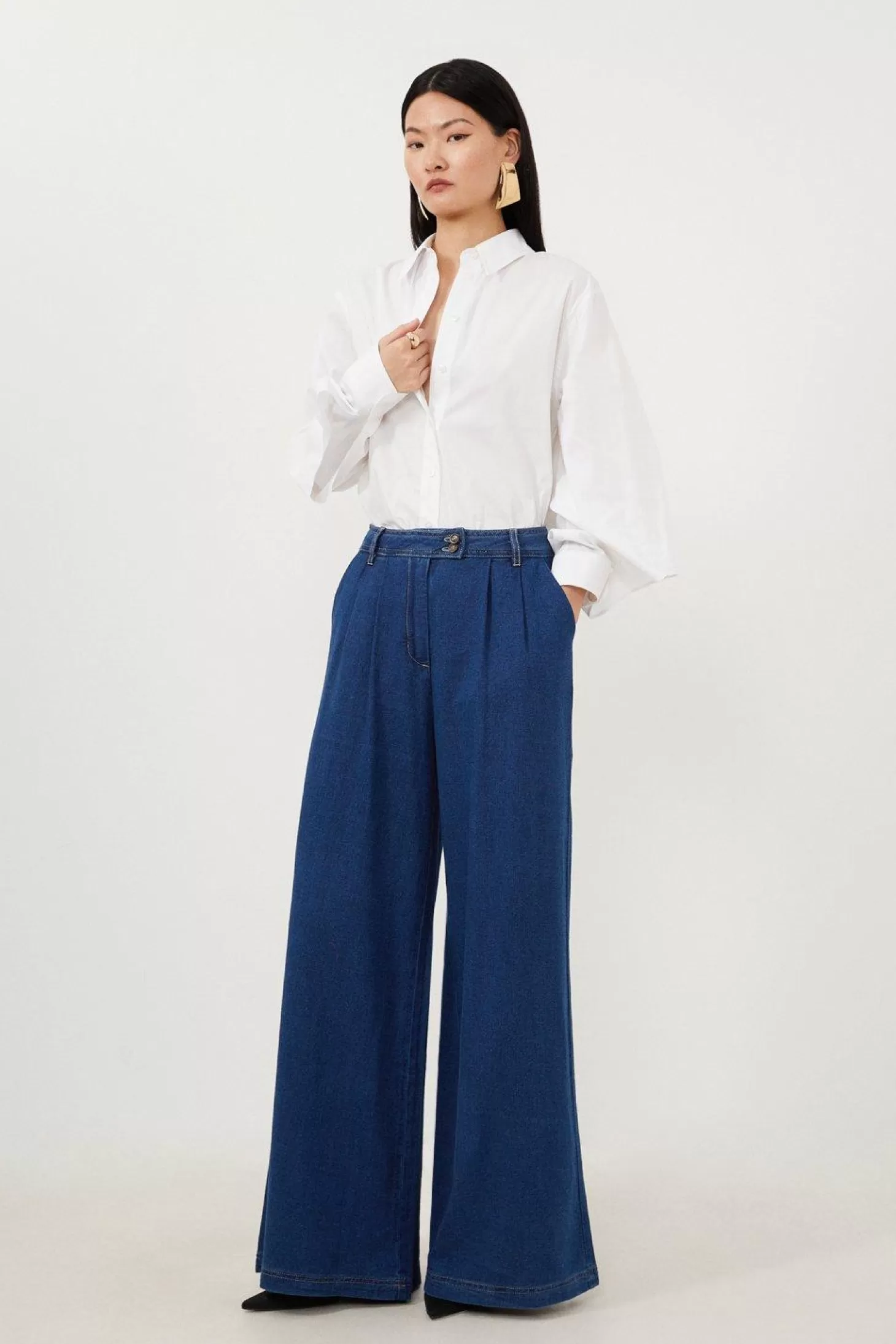 Karen Millen Tencel Woven Wide Leg Pants