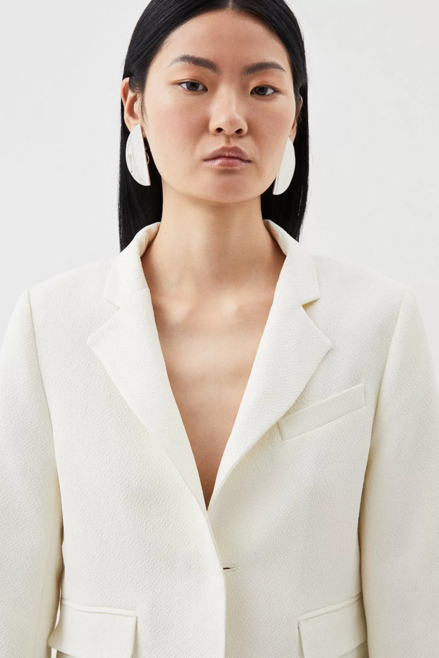 Karen Millen Textured Crepe Notch Neck Tailored Jacket