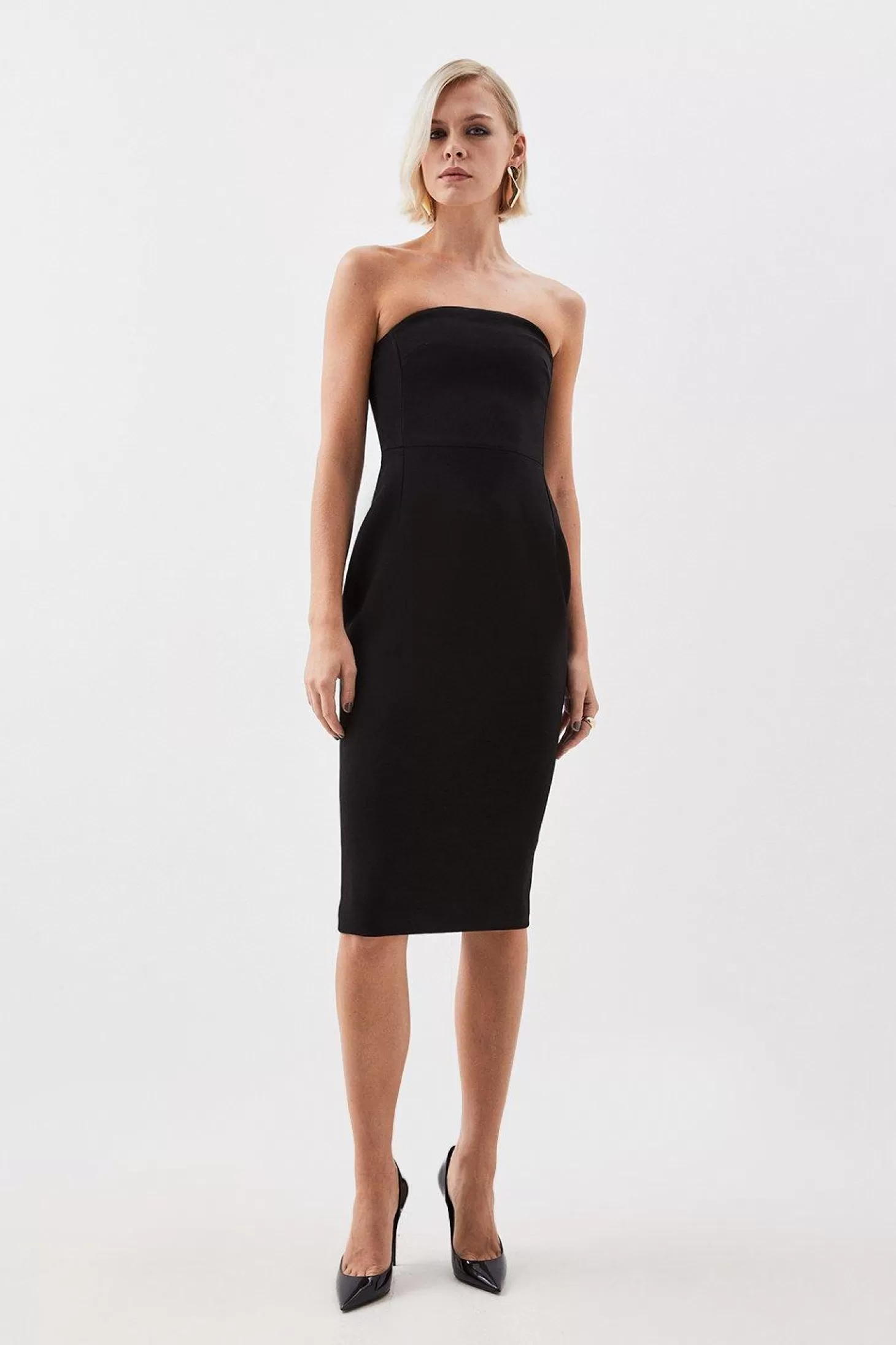 Karen Millen The Founder Compact Stretch Viscose Bandeau Pencil Midi Dress