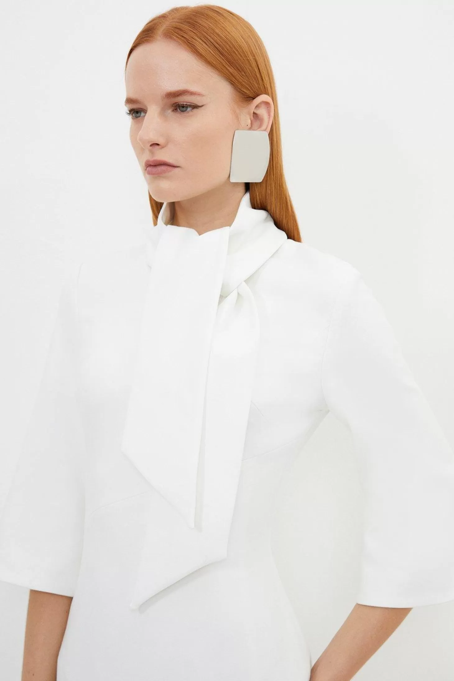 Karen Millen The Founder Petite Tailored Compact Stretch Neck Tie Dress