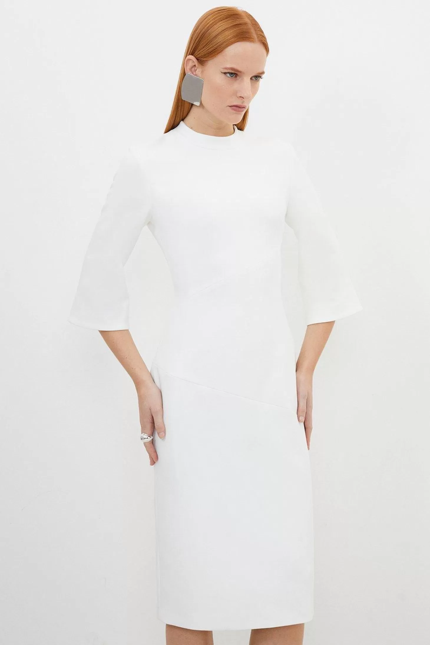 Karen Millen The Founder Petite Tailored Compact Stretch Neck Tie Dress