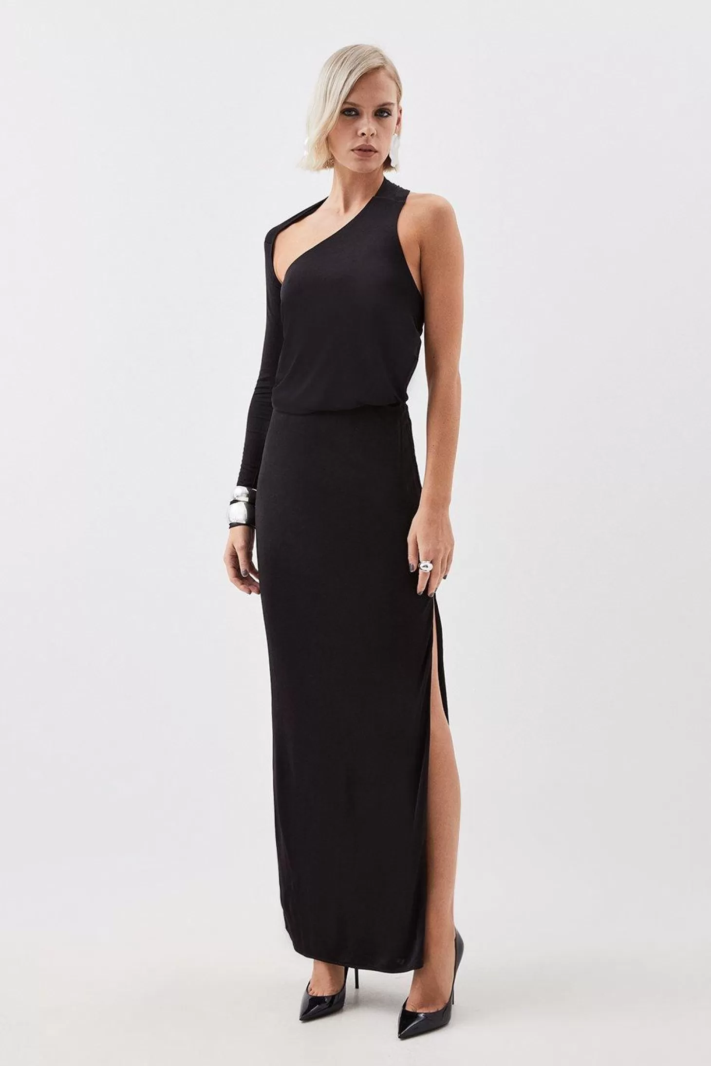 Karen Millen The Founder Premium Jersey Asymmetric Detail Dress