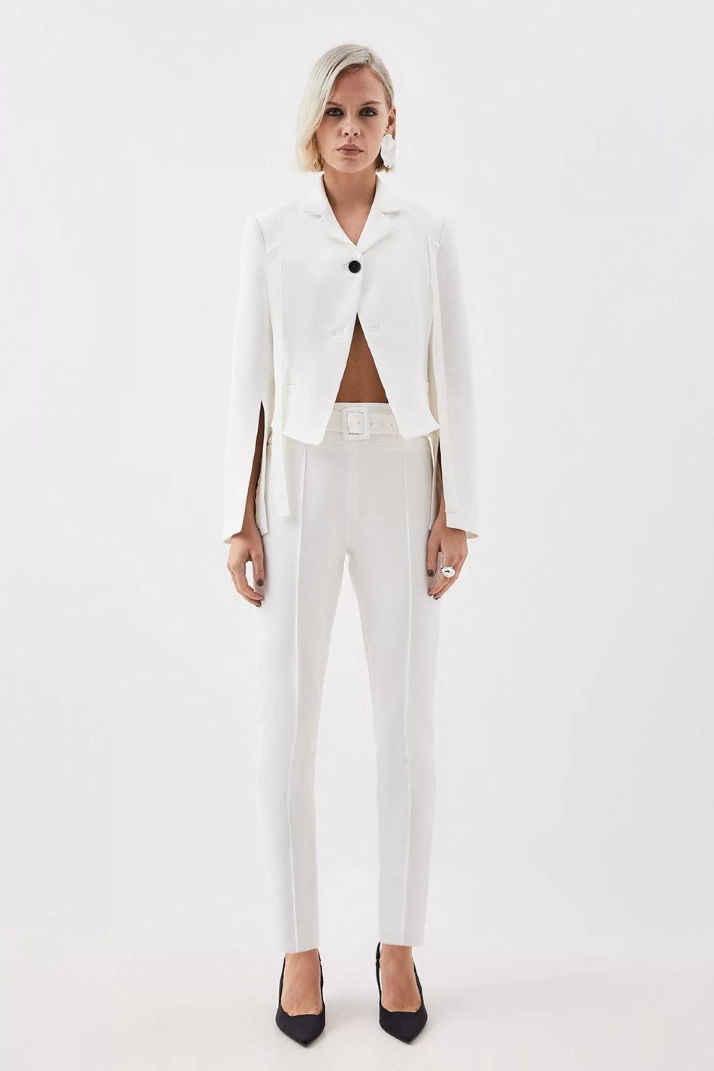 Karen Millen The Founder Tailored Compact Stretch High Waist Slim Leg Pants