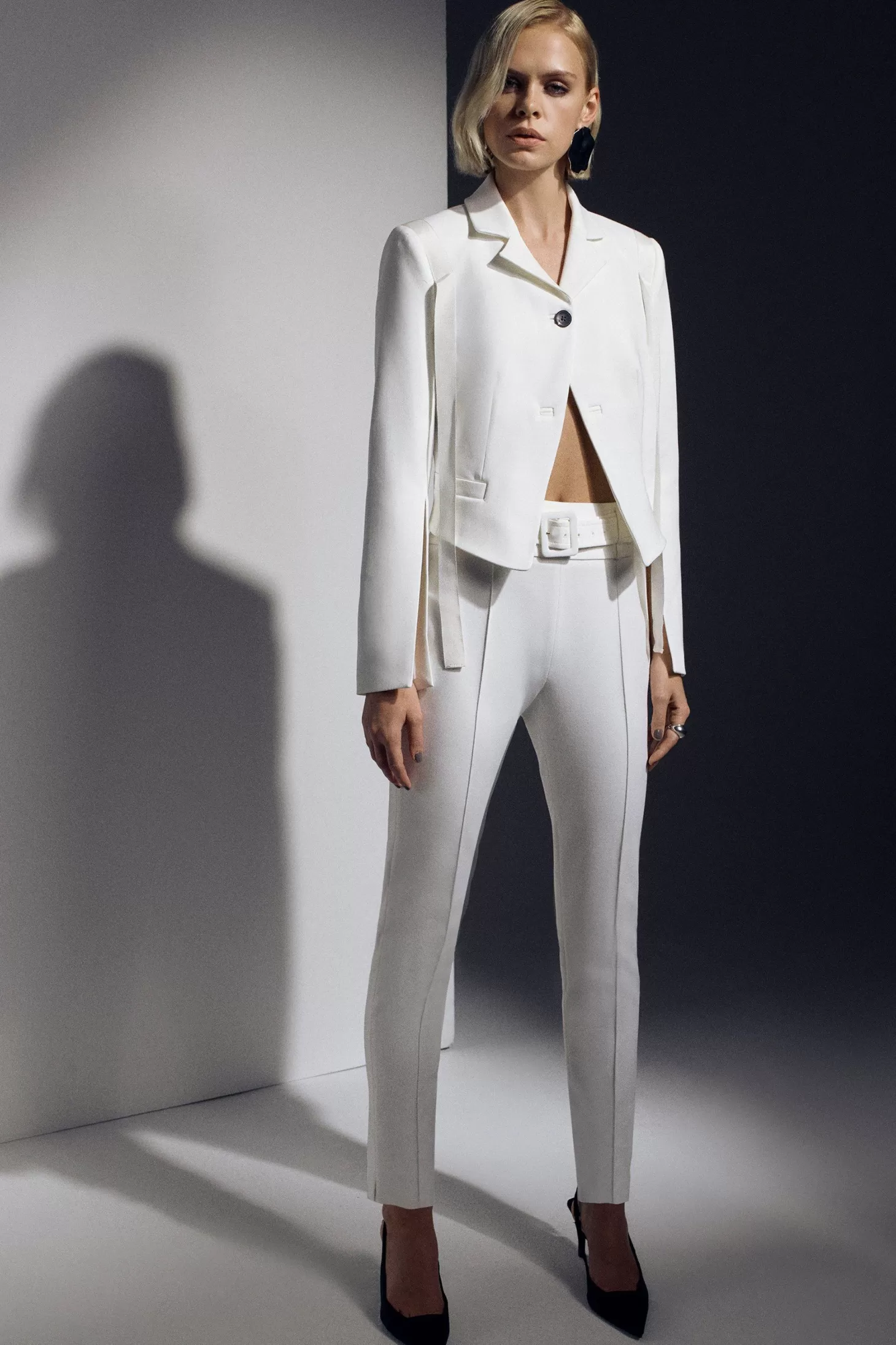 Karen Millen The Founder Tailored Compact Stretch High Waist Slim Leg Pants