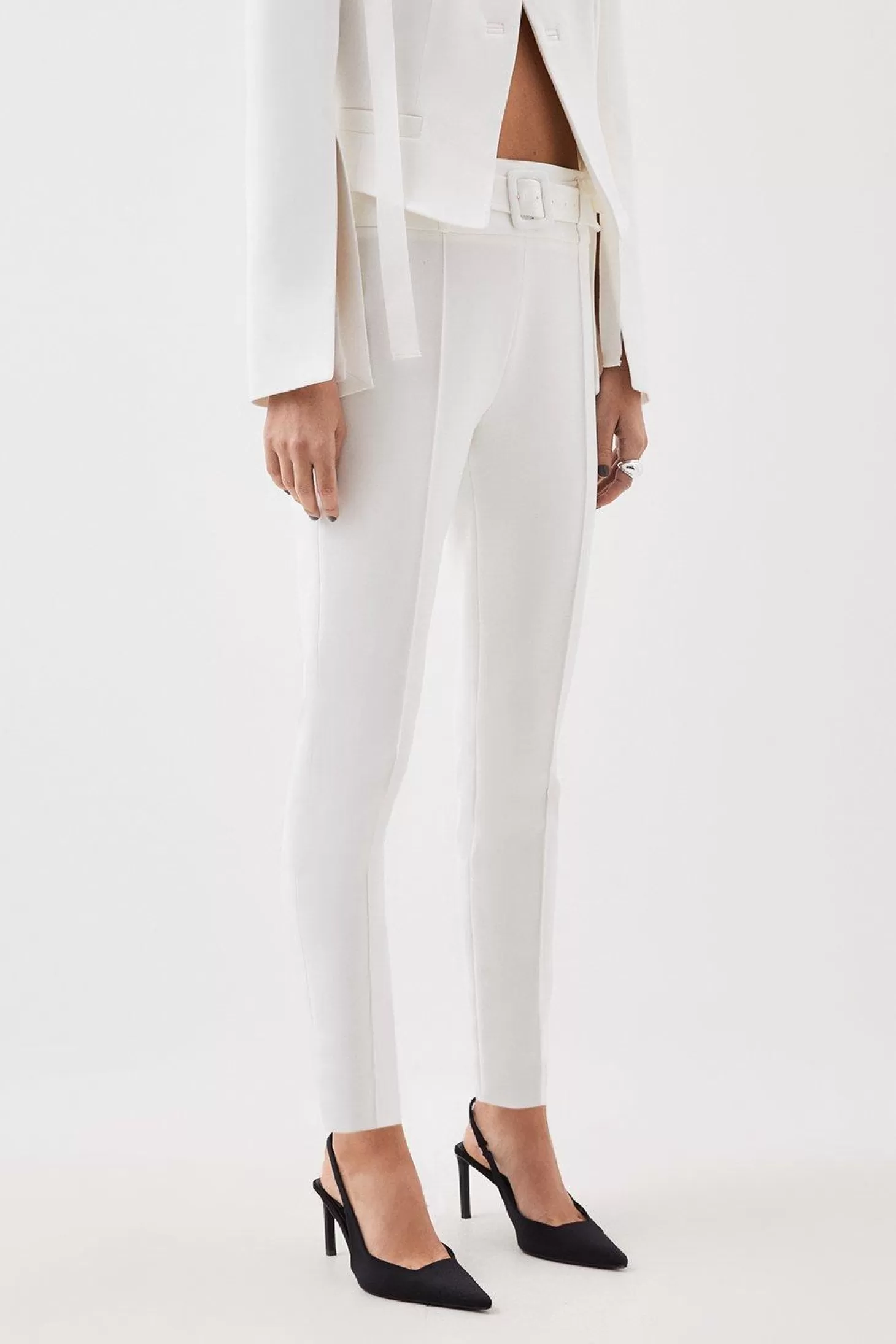 Karen Millen The Founder Tailored Compact Stretch High Waist Slim Leg Pants