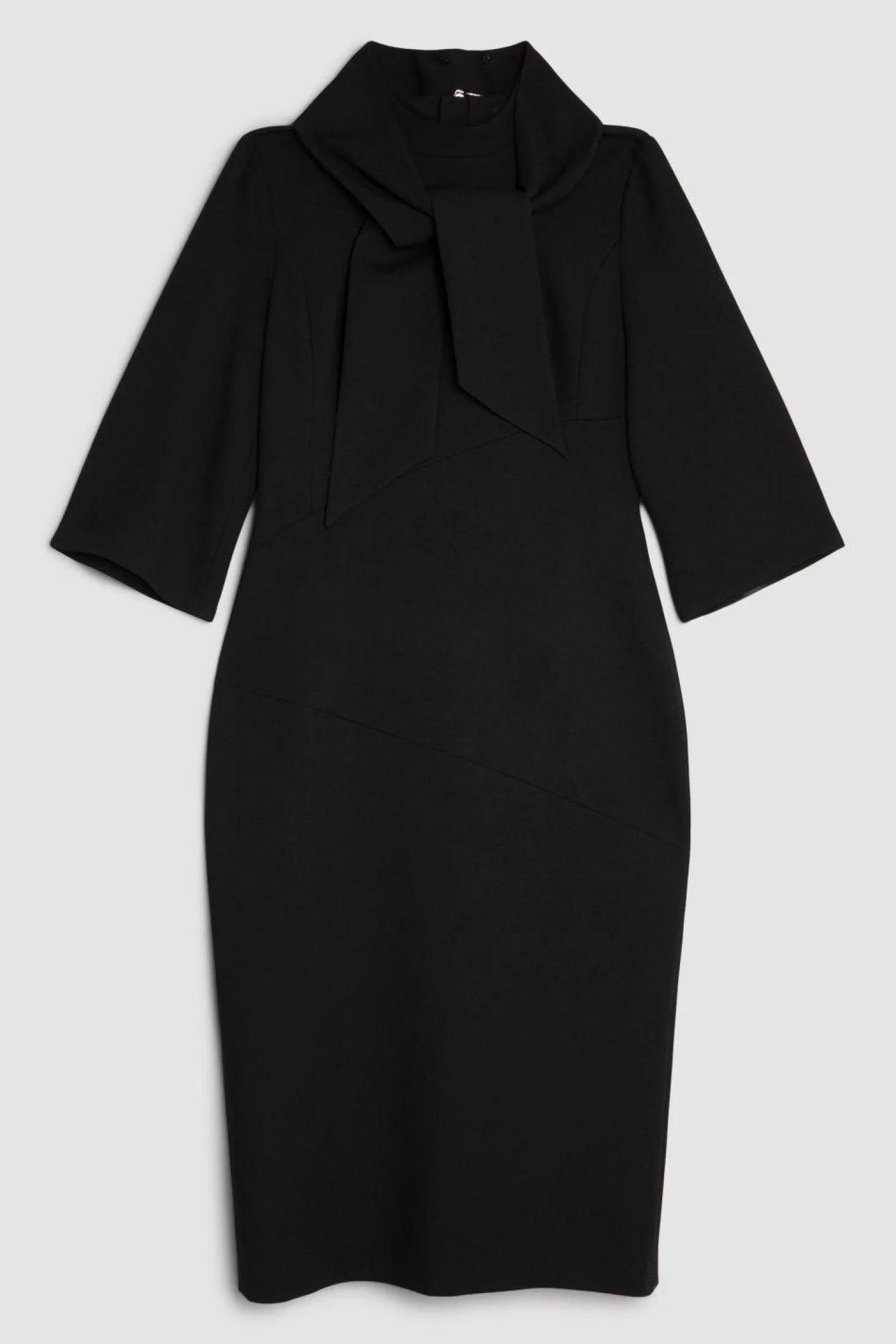 Karen Millen The Founder Tailored Compact Stretch Neck Tie Midi Pencil Dress