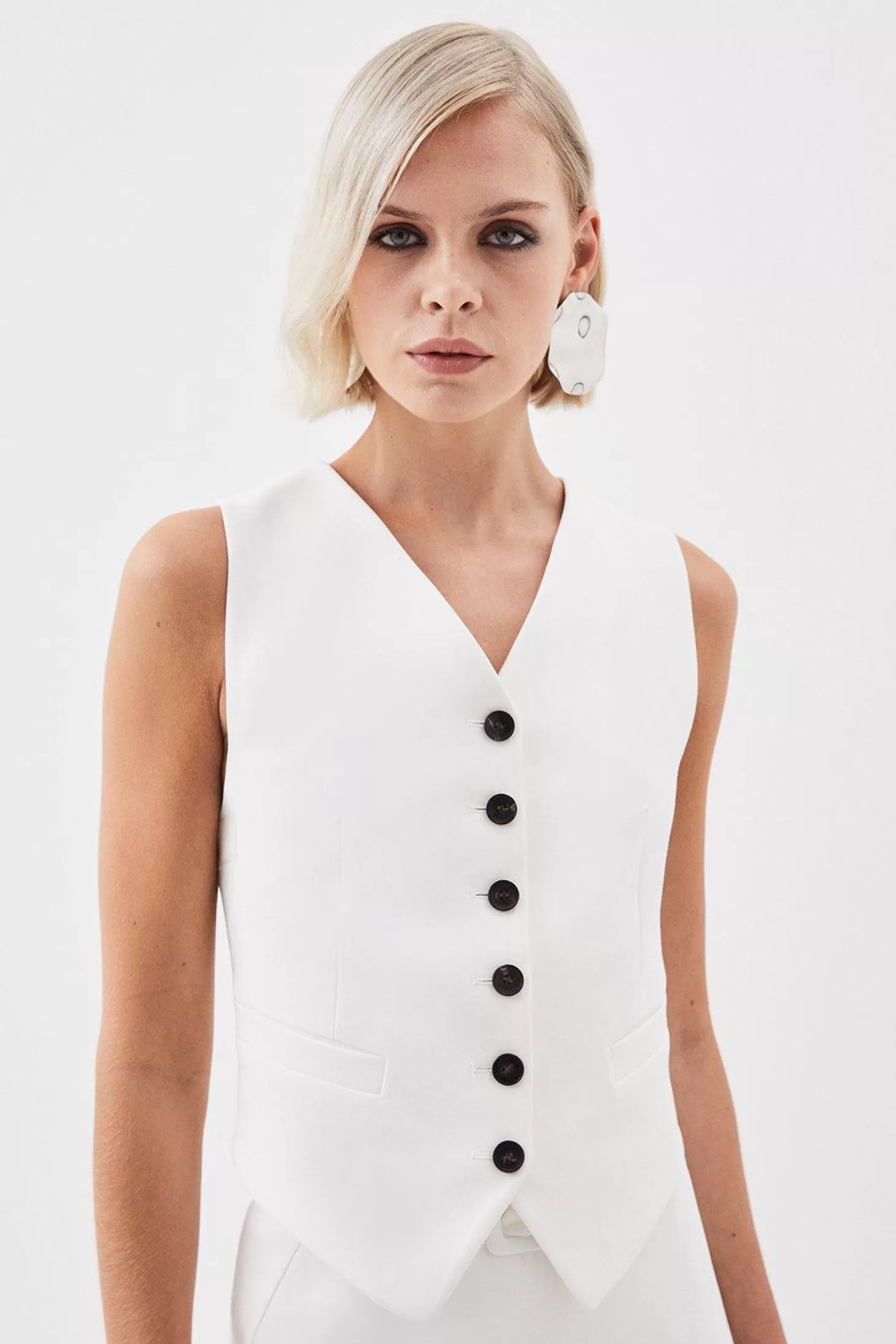 Karen Millen The Founder Tailored Compact Stretch Tie Detail Vest