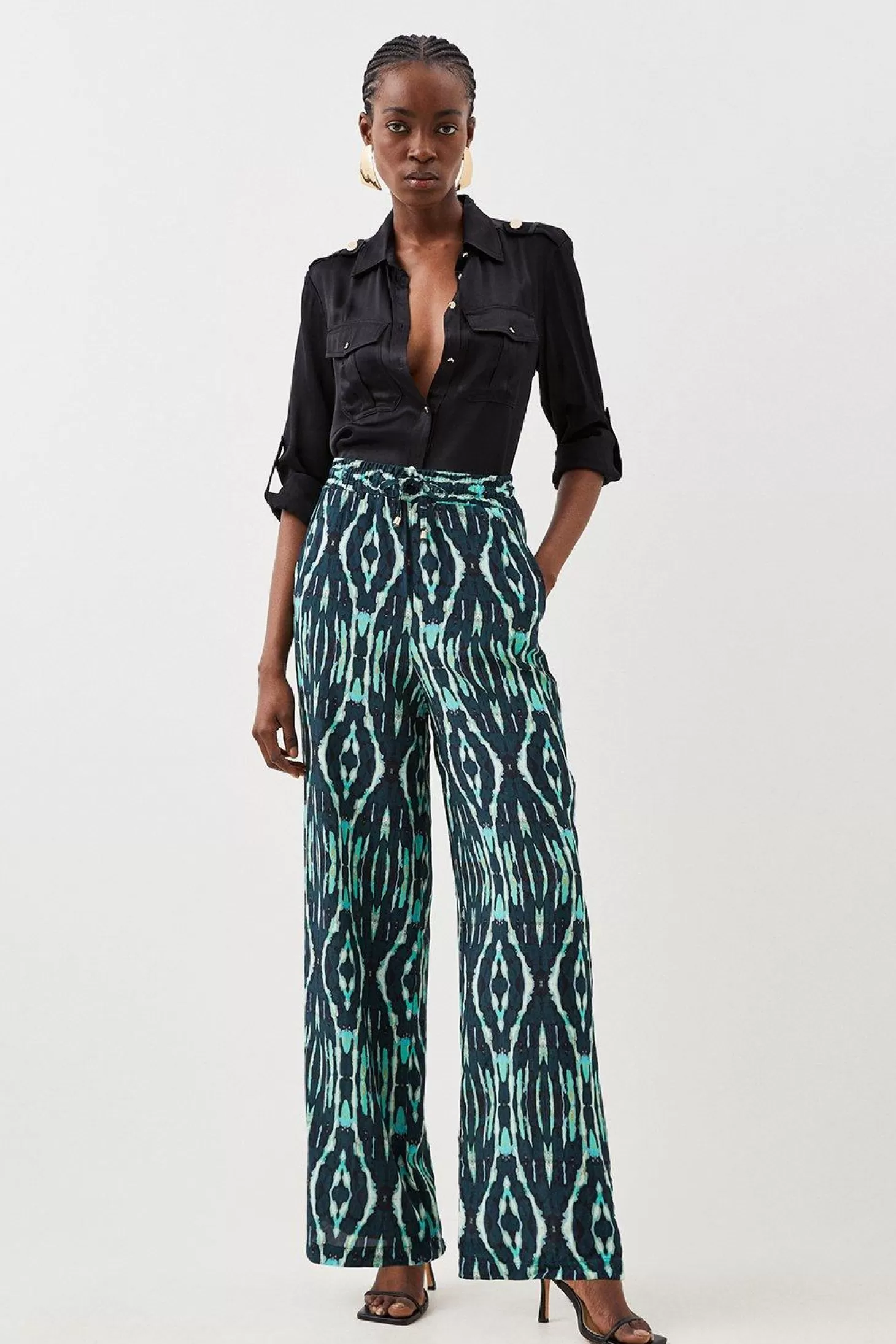 Karen Millen Tie Dye Woven Wide Leg Pants