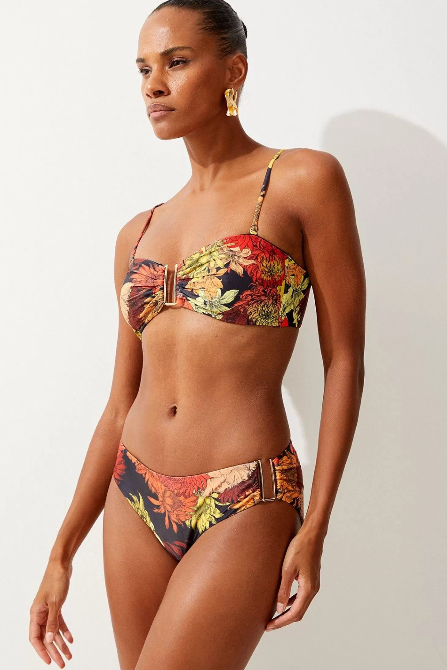 Karen Millen Trim Detail Floral Print Bikini Bottoms