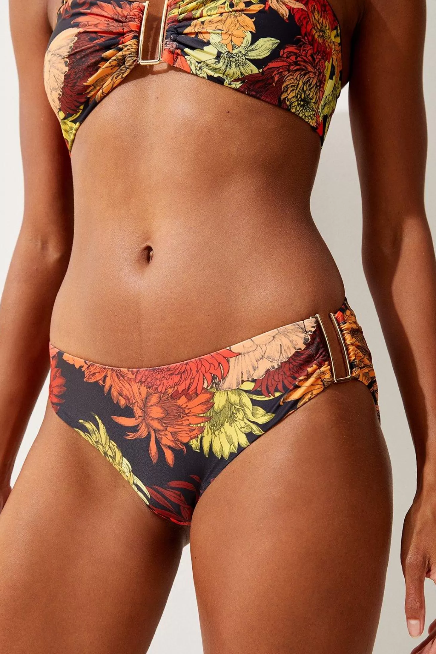 Karen Millen Trim Detail Floral Print Bikini Bottoms