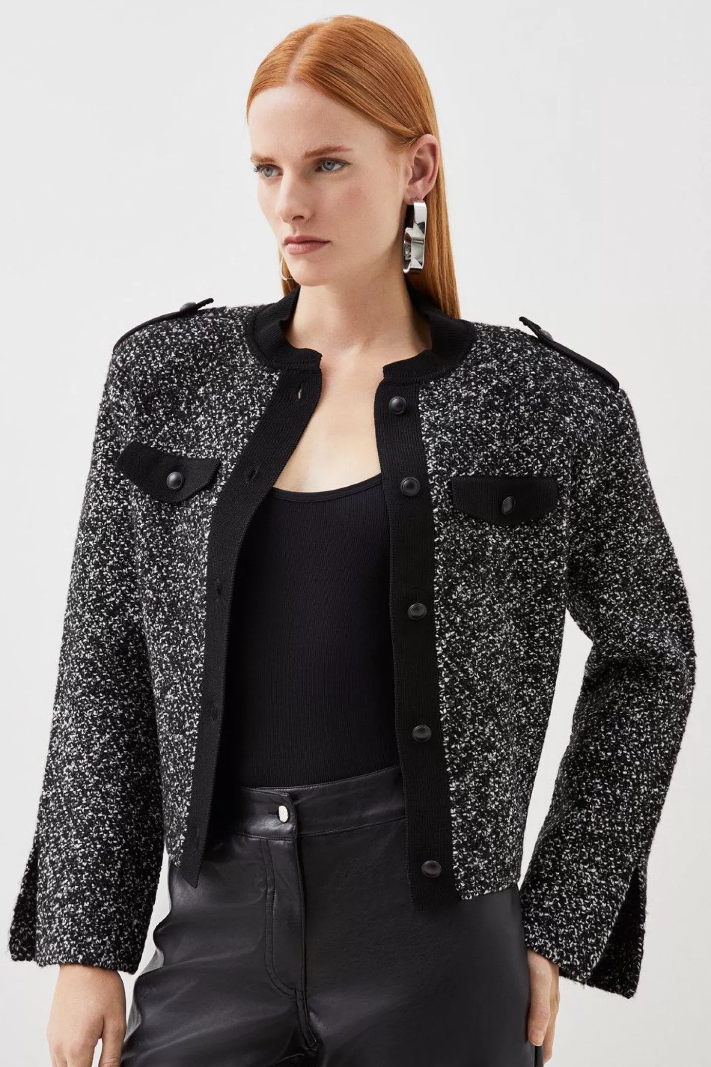 Karen Millen Tweed Knit Short Jacket