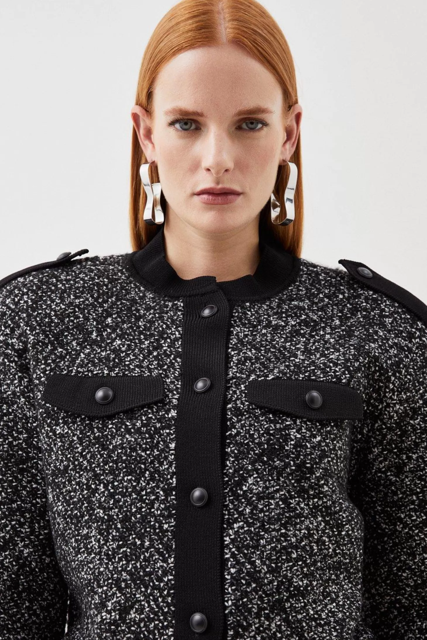 Karen Millen Tweed Knit Short Jacket