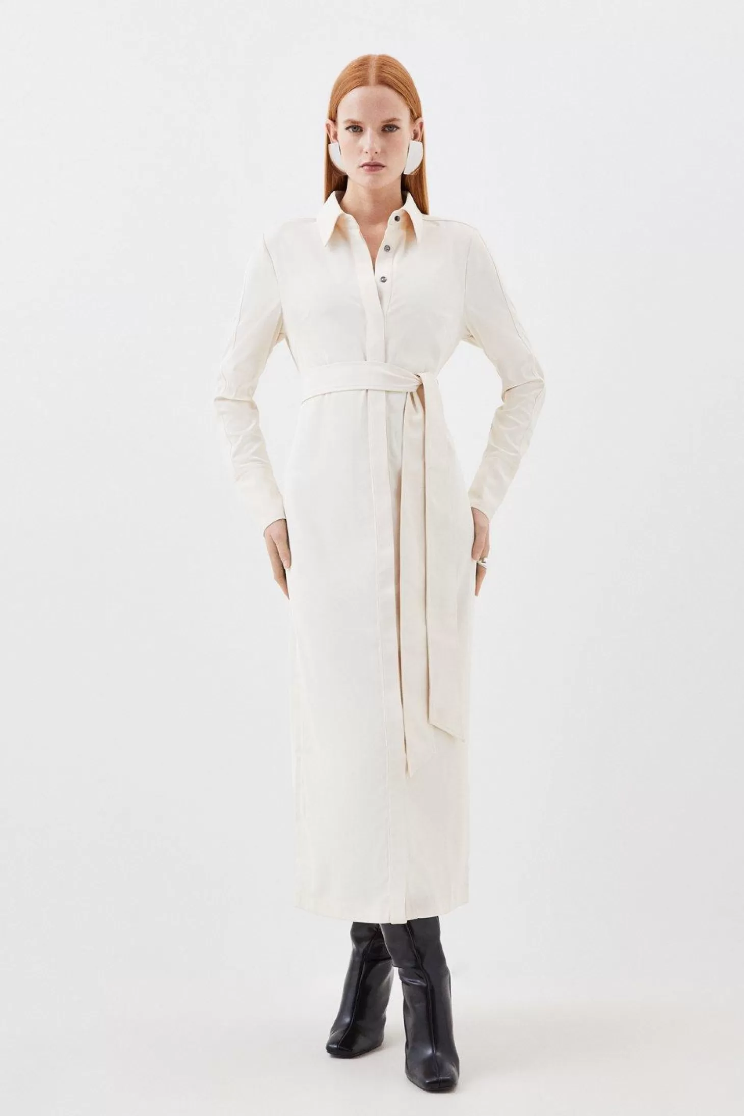 Karen Millen Twill Column Woven Shirt Midi Dress