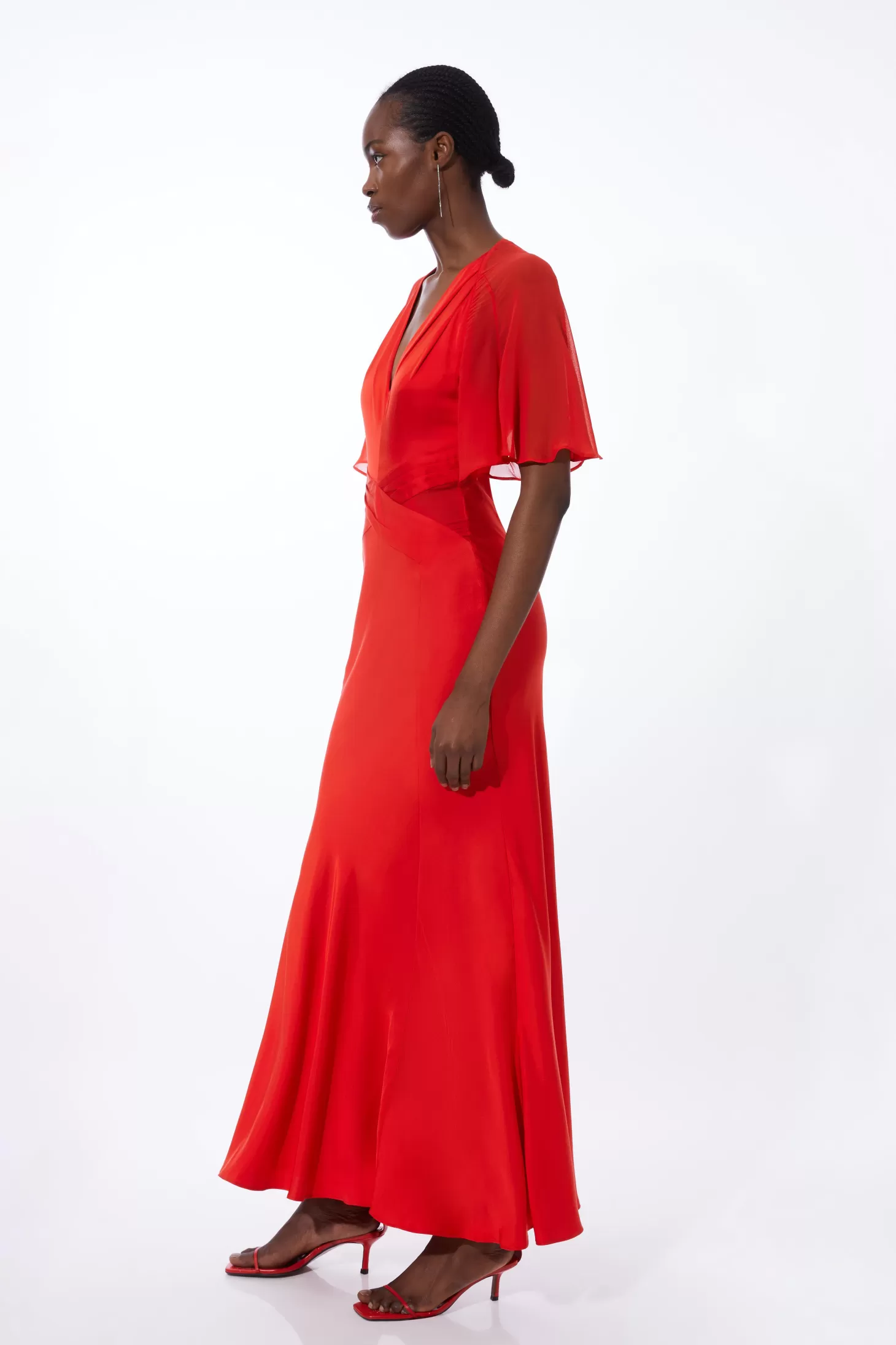 Karen Millen Twist Front Viscose And Georgette Mix Woven Maxi Dress