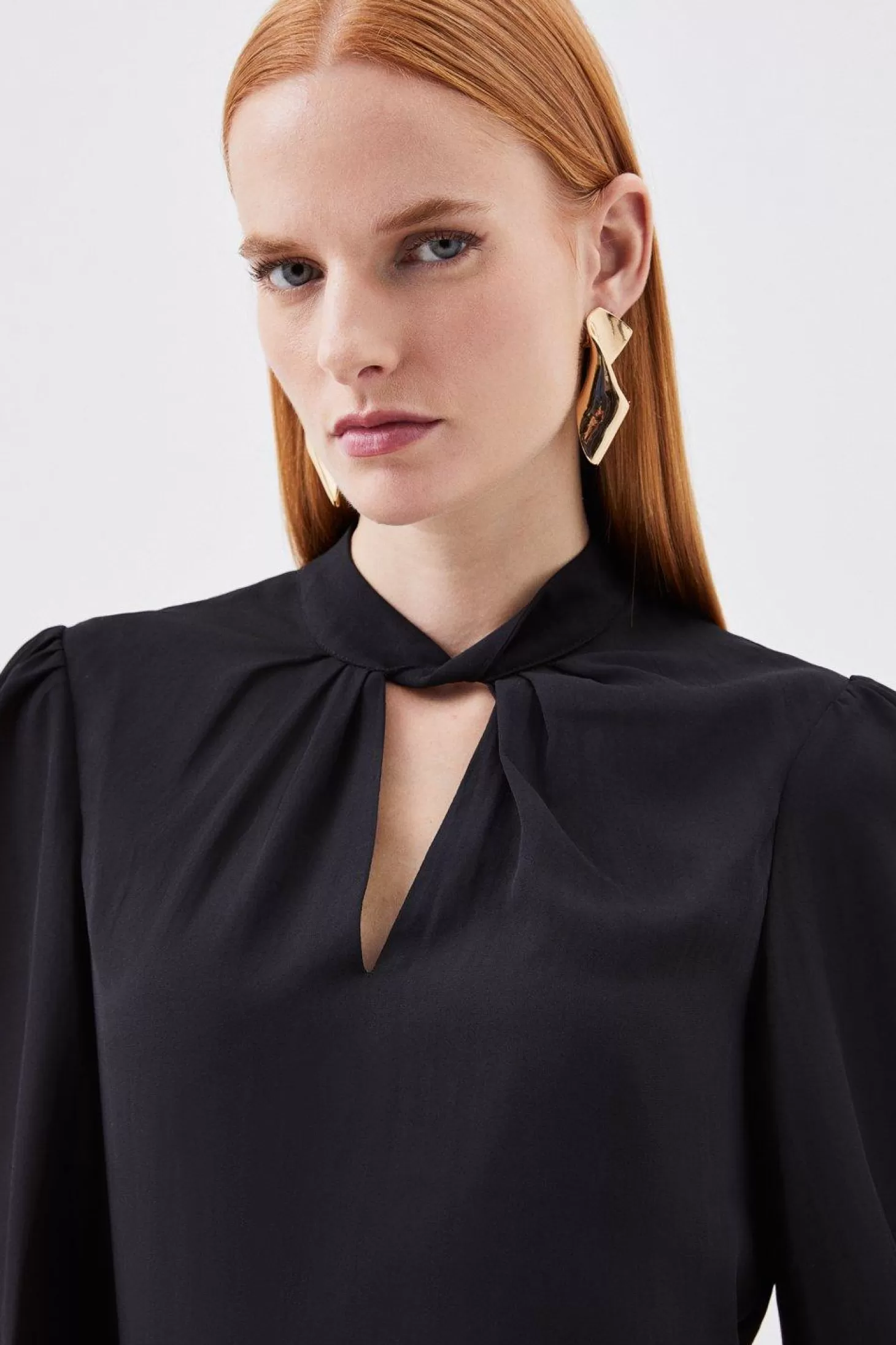 Karen Millen Twisted Neck Woven Blouse