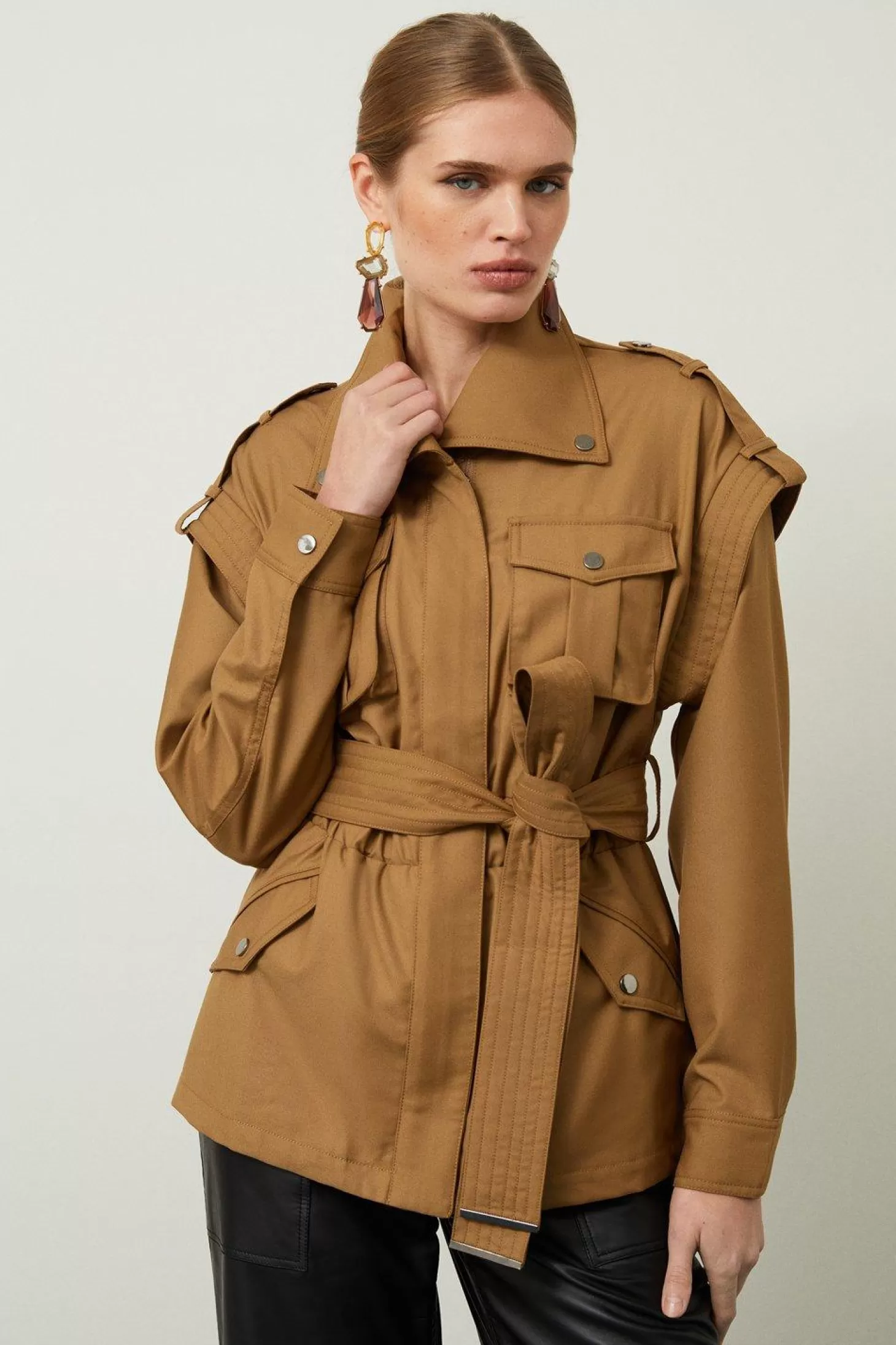 Karen Millen Utility Cotton Canvas Woven Twill Jacket