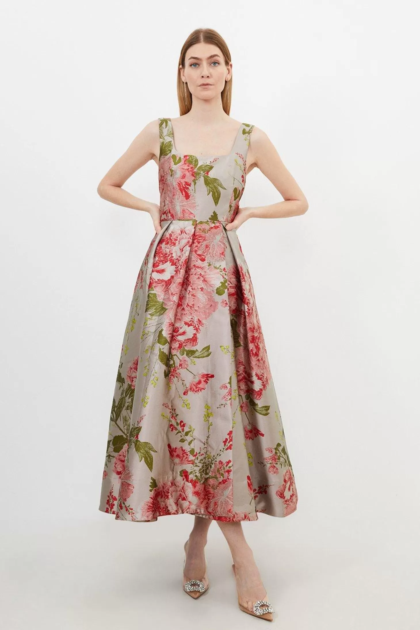 Karen Millen Vintage Print Prom Woven Maxi Dress