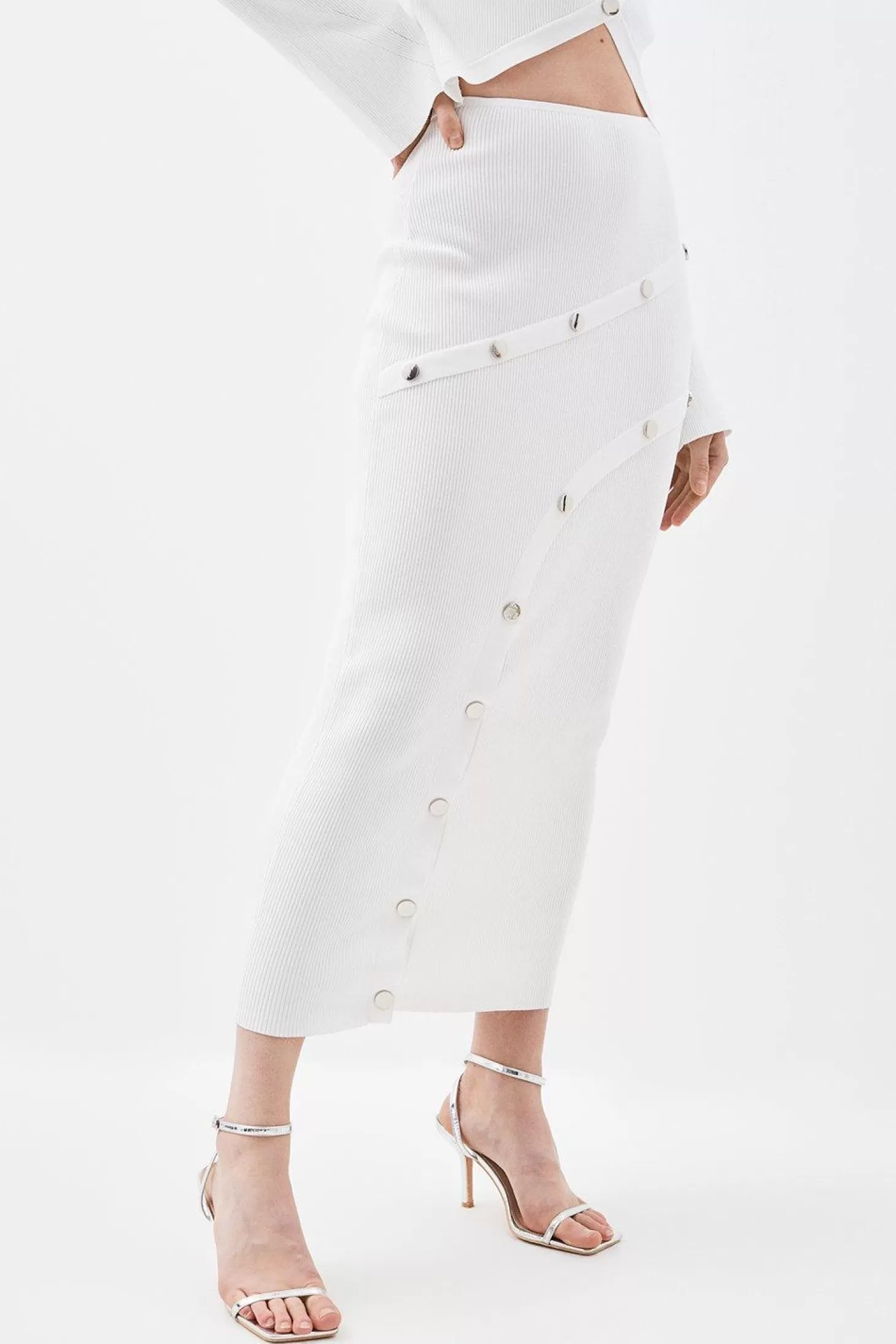 Karen Millen Viscose Blend Button Detail Midi Skirt Co-ord