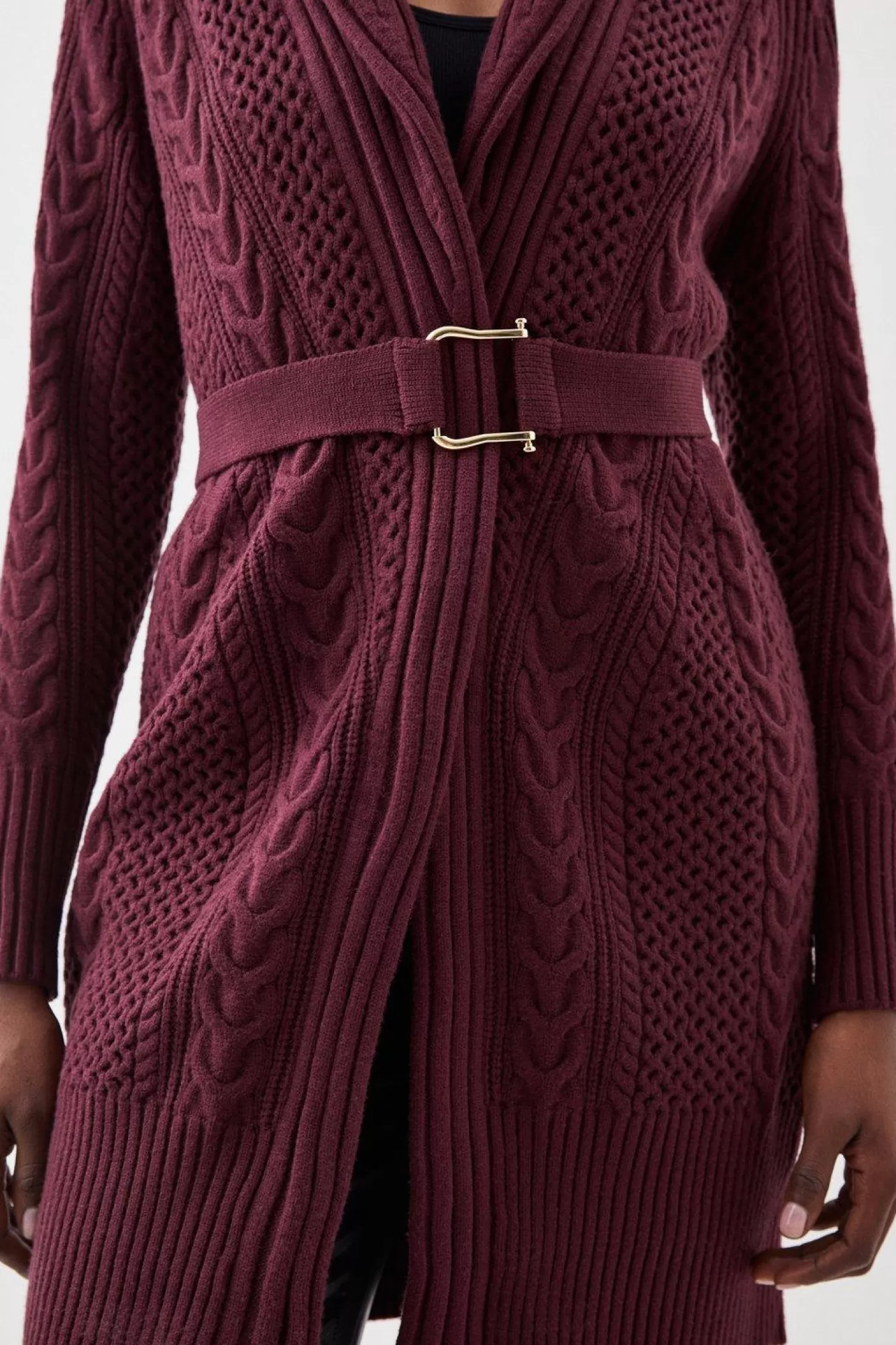 Karen Millen Viscose Blend Cable Knit Longline Cardigan