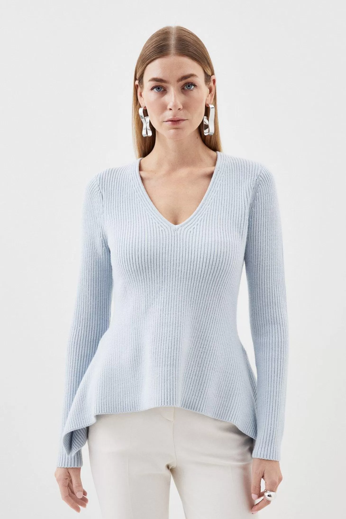 Karen Millen Viscose Blend Dip Hem Knit Sweater