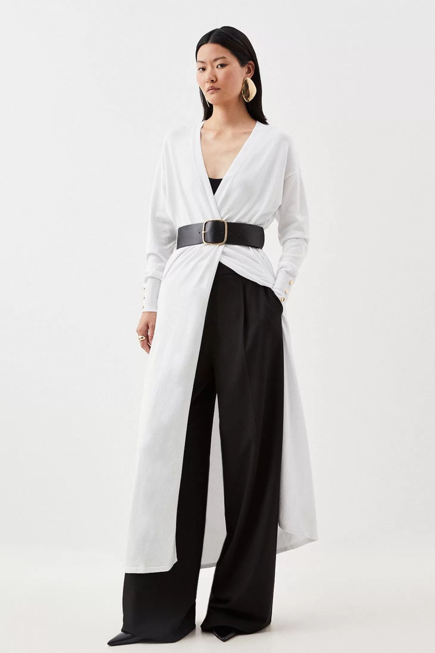 Karen Millen Viscose Blend Knit Belted Maxi Cardigan