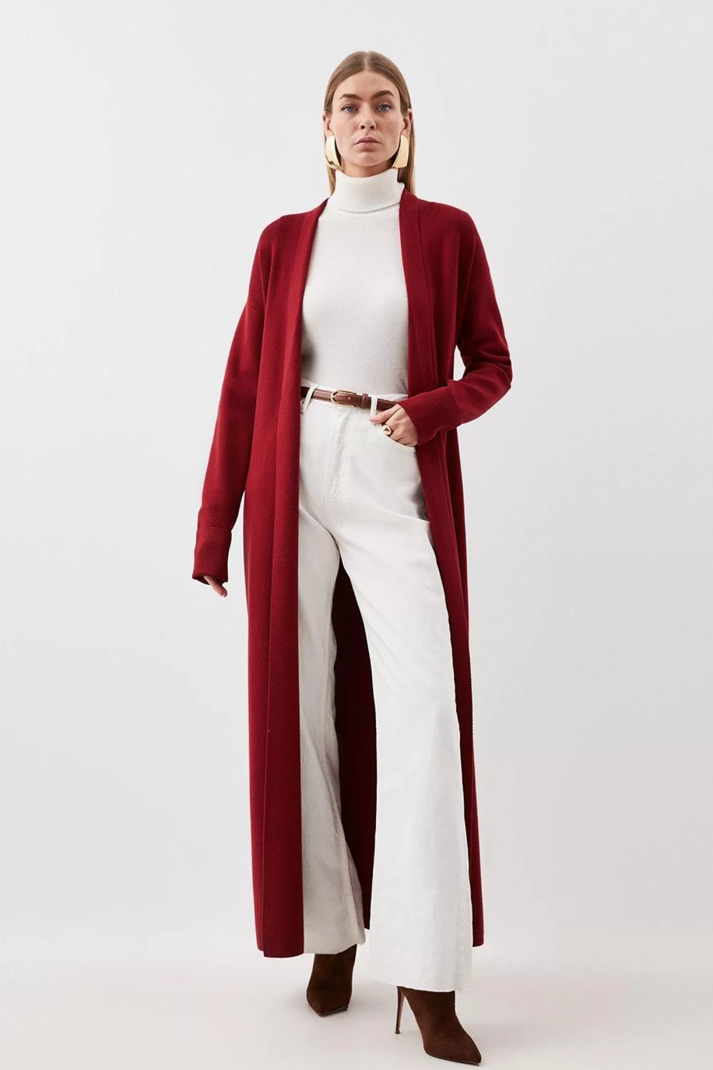 Karen Millen Viscose Blend Knit Maxi Belted Coatigan