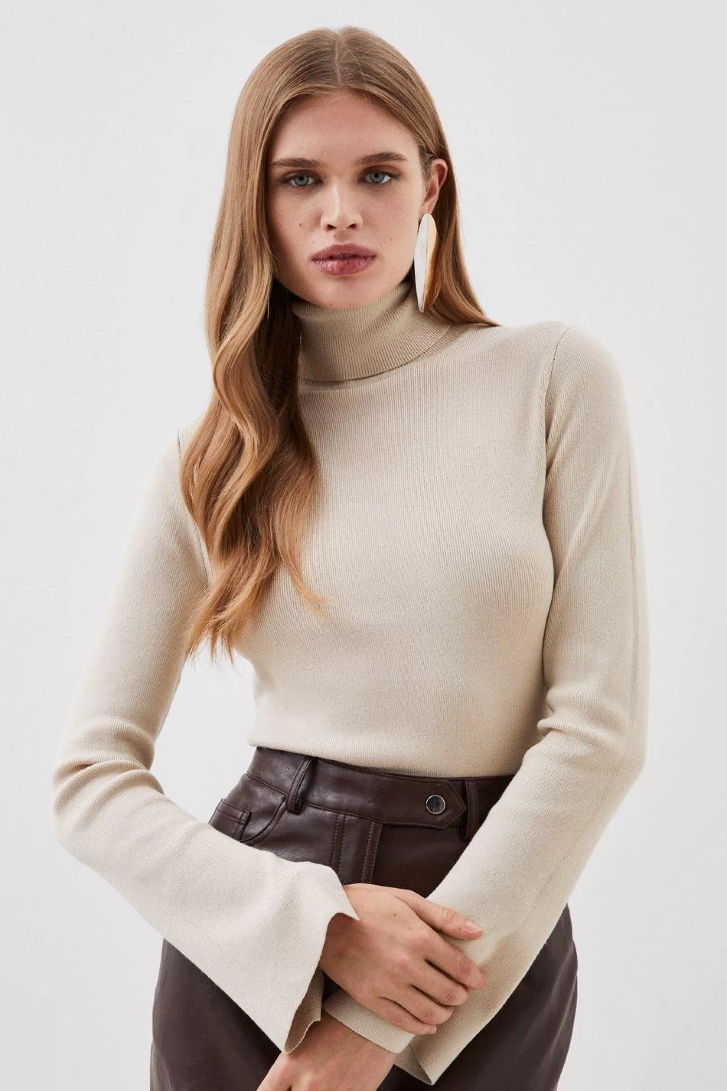 Karen Millen Viscose Blend Turtle Neck Knit Sweater