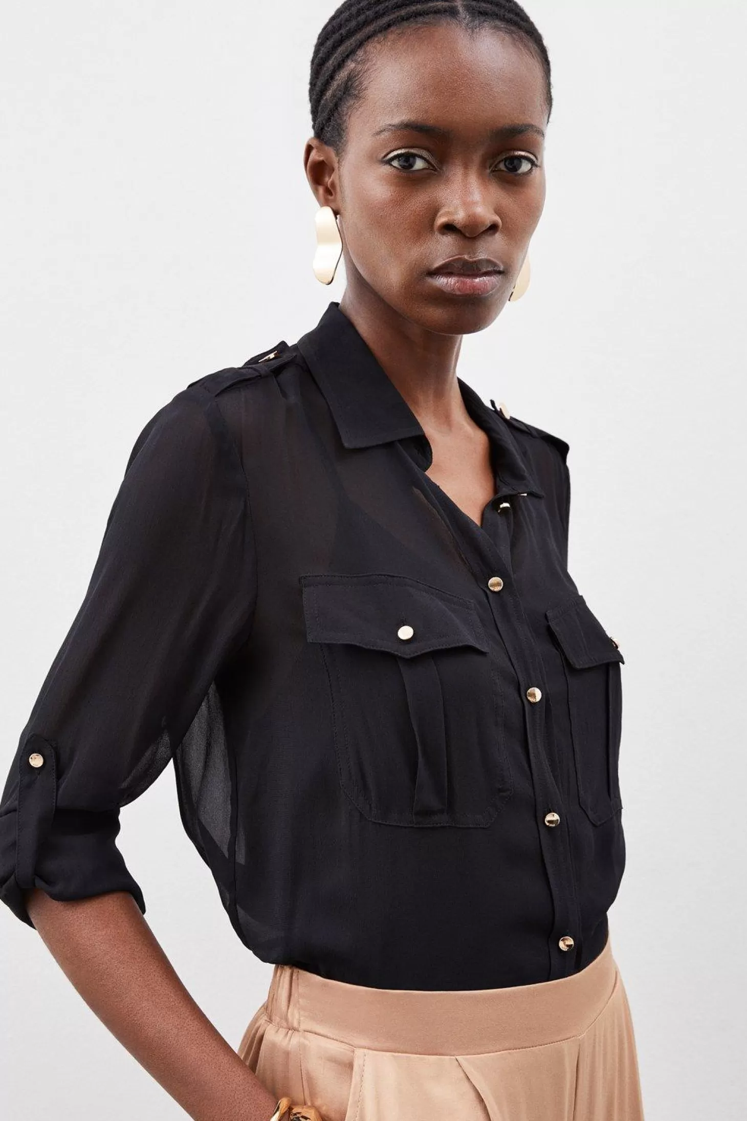 Karen Millen Viscose Button Through Woven Shirt