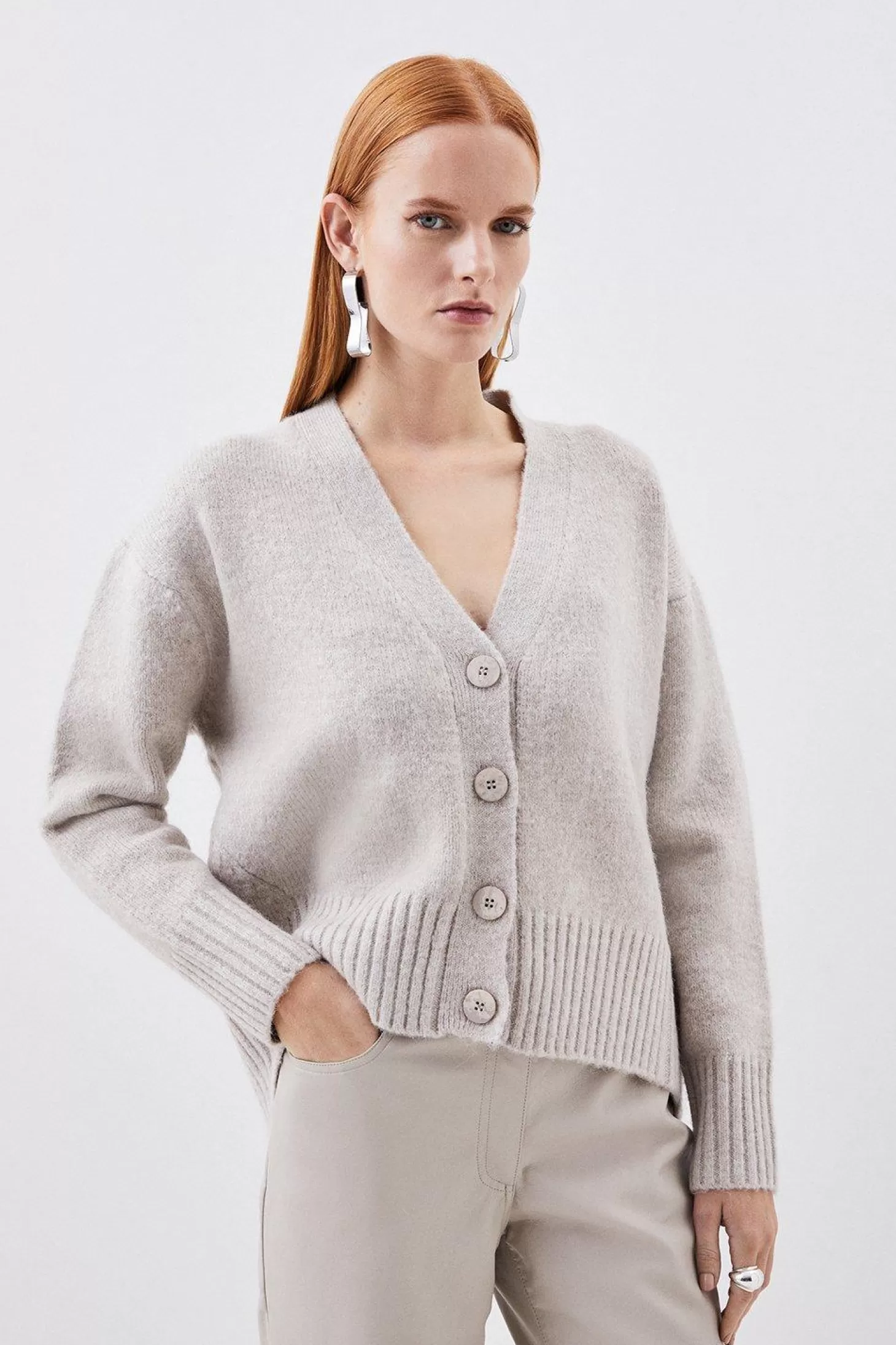 Karen Millen Wool Blend Cosy Knit Cardi