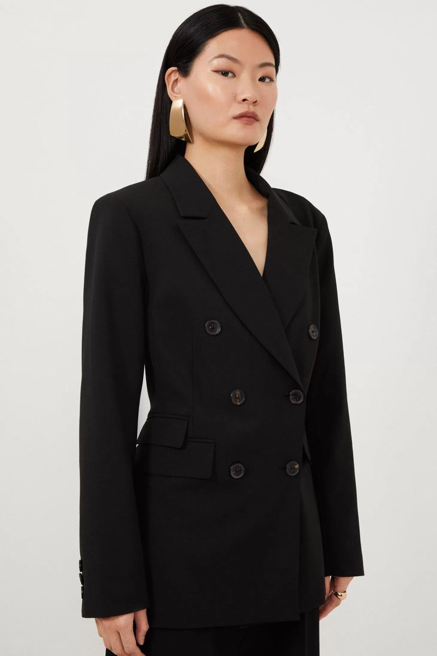 Karen Millen Wool Blend Tailored Double Breasted Blazer