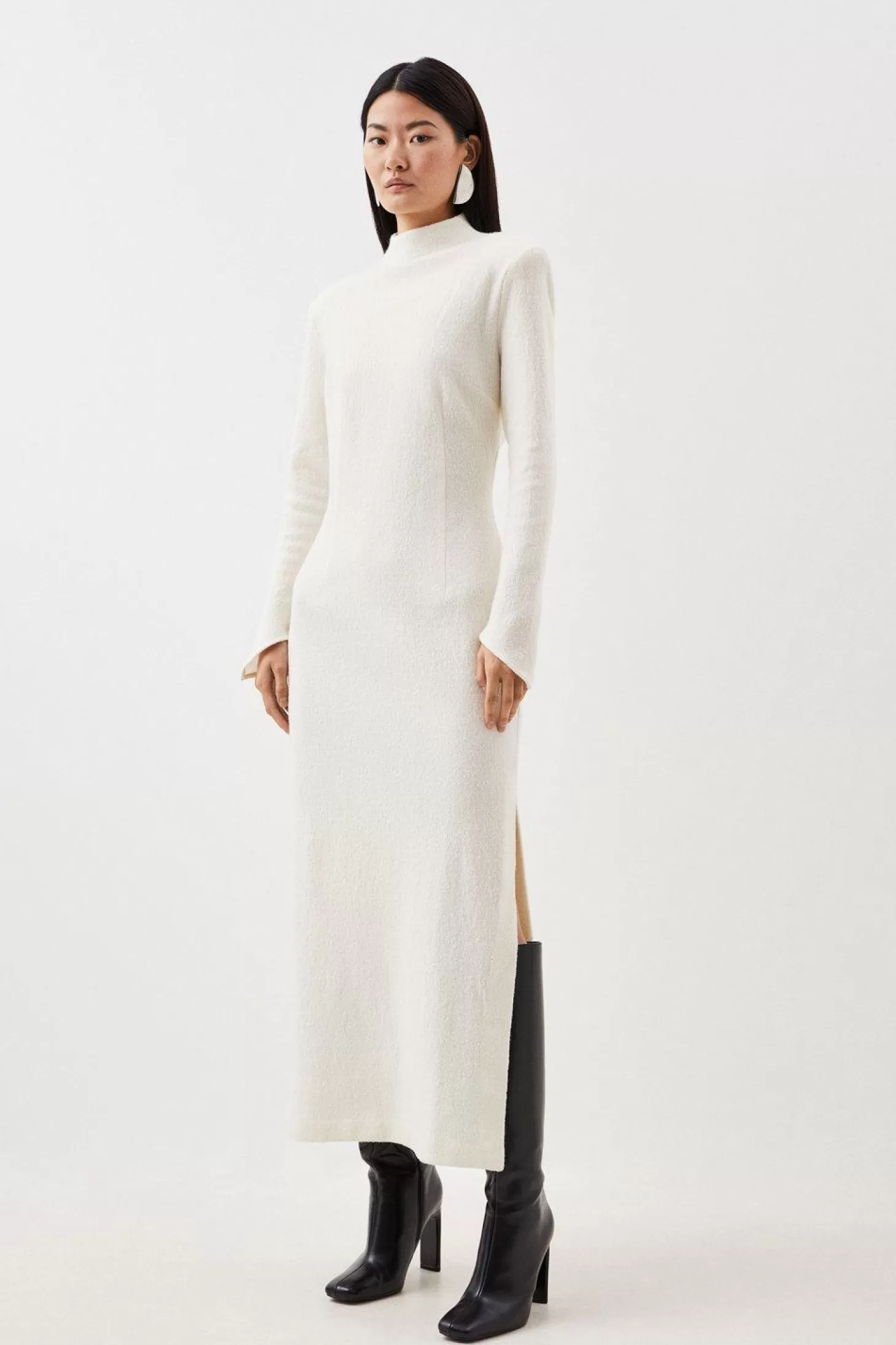 Karen Millen Wool Funnel Neck Knit Midi Dress