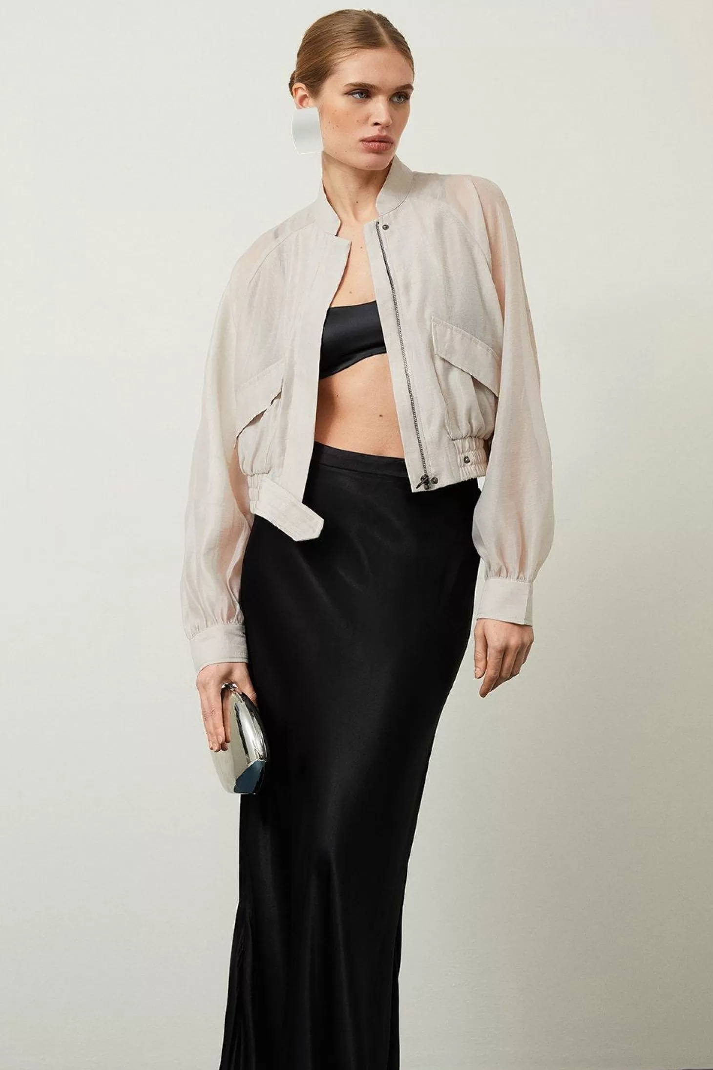 Karen Millen Woven Organdie Bomber Jacket